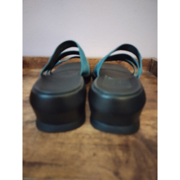 Clarks Teal Leather Block Heel Sandals Women's Size 10 - Picture 4 of 8